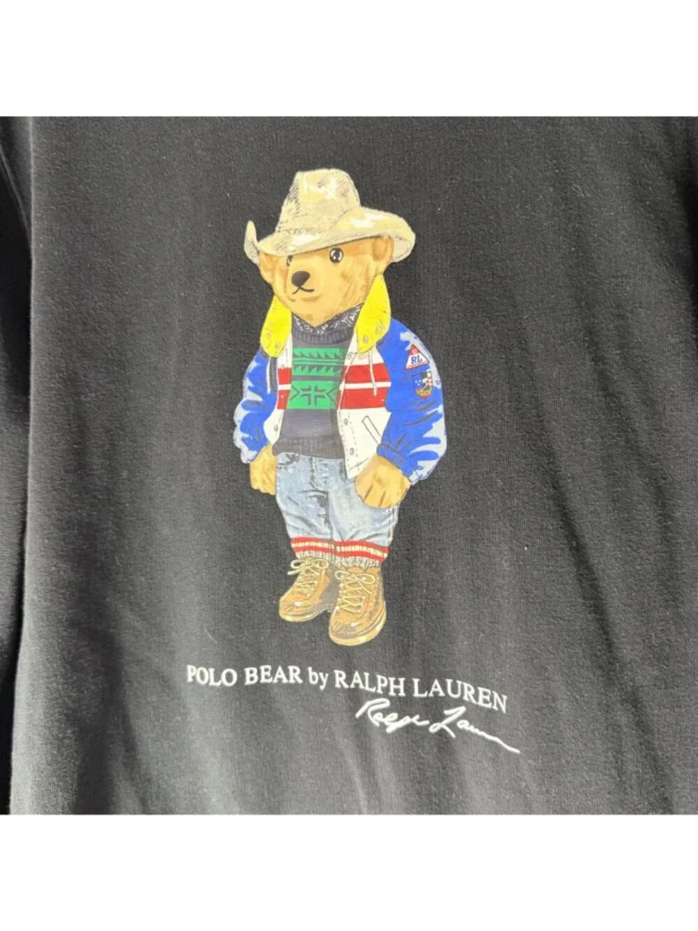 Polo Ralph Lauren Cowboy Bear Graphic Pullover Hoodie Mens Small